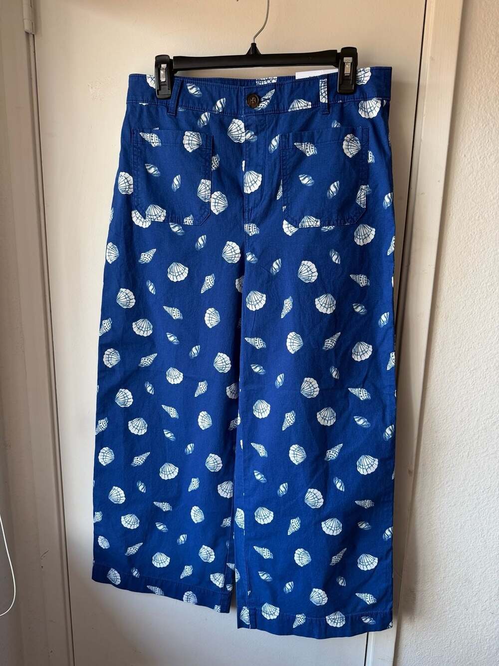 LOFT Palmer Wide Leg Crop Pant Shell Print Fine Sapphire